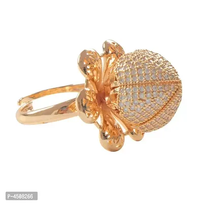 Designer Golden Alloy Adjustable And Rotating Ring For Women-thumb0