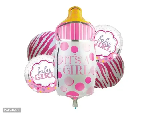 Baby Girl Foil Birthday Balloons-Pack Of 5-thumb0