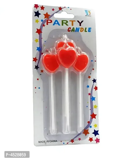Heart Shape Party Candles-Pack Of 3-thumb0