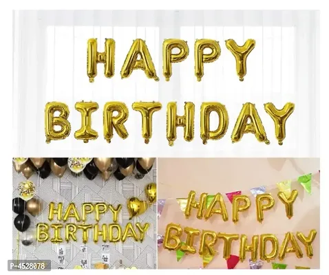 Happy Birthday Letter Golden Foil Balloons - Pack Of 13 Letters