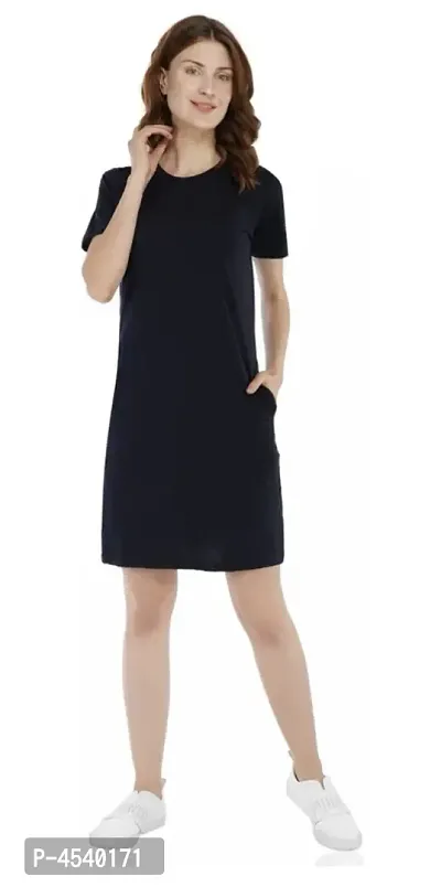 Elegant Black Cotton Blend Solid Bodycon Dress For Women-thumb0
