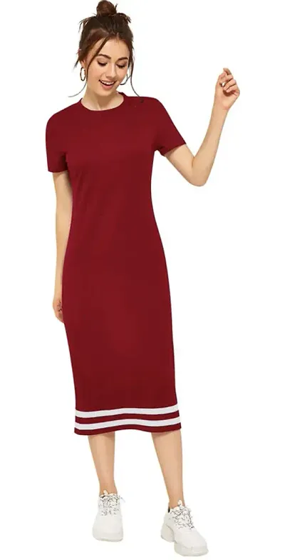 Elegant Blend Solid Bodycon Dress For Women