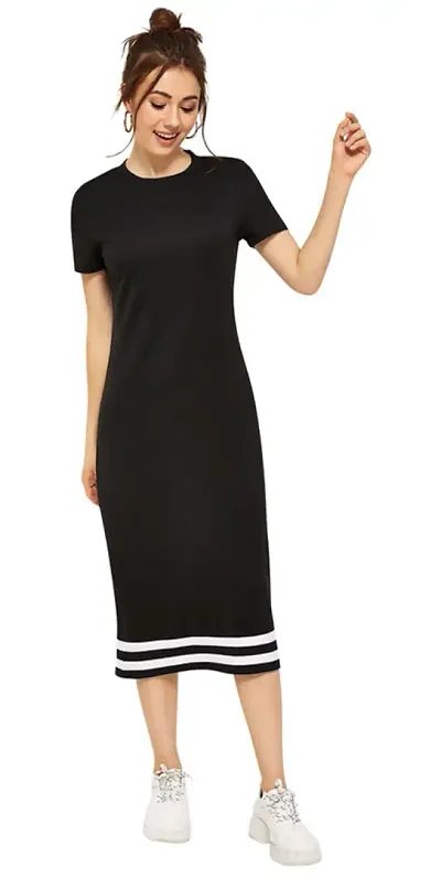 Elegant Blend Solid Bodycon Dress For Women