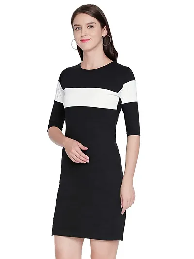 Elegant Cotton Blend Bodycon Dress