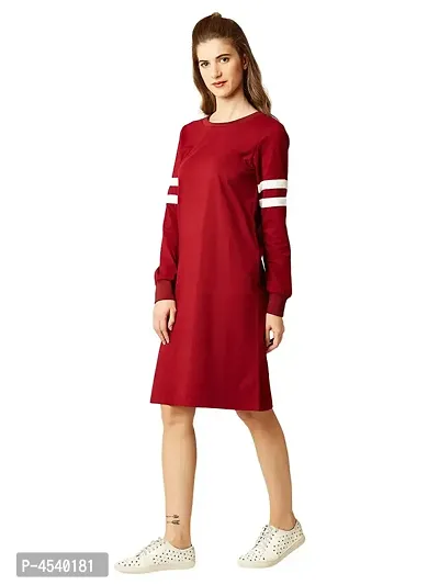 Elegant Red Cotton Blend Solid Bodycon Dress For Women-thumb0