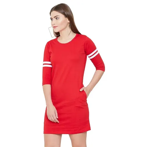 The Bebo Casual Wear Blend Long Dress For Women, Red(GIRLSDRESS-40)