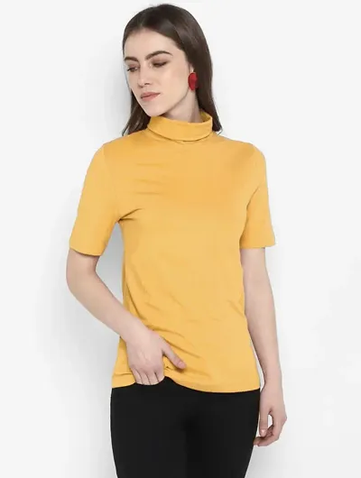 Stylish Solid Cotton Blend Tops For Women