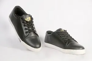 Modern Black Synthetic Self-Design Casual Shoes For Men-thumb1