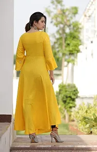 Elegant Yellow Rayon Gotta Patti Handwork Women Anarkali Kurti-thumb3