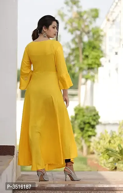 Elegant Yellow Rayon Gotta Patti Handwork Women Anarkali Kurti-thumb4