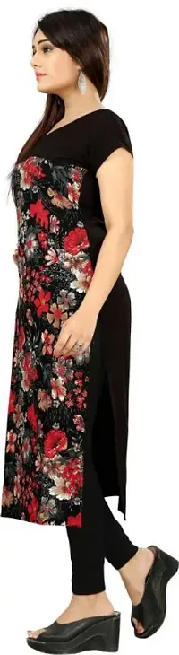 Black Crepe Floral Print Kurtas For Women-thumb1