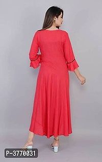 Elegant Pink Embroidered Rayon Kurta For Women's-thumb2