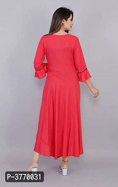 Elegant Pink Embroidered Rayon Kurta For Women's-thumb3