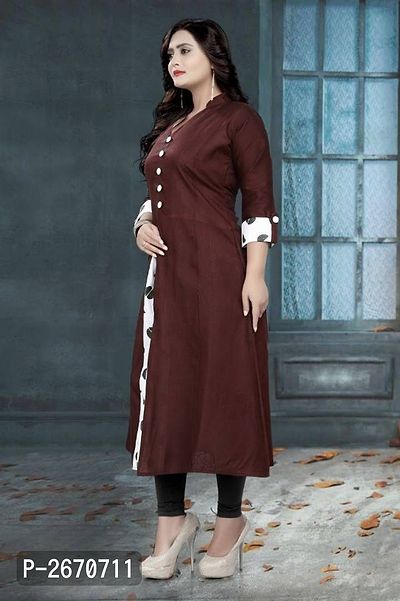 Maroon Cotton Solid Kurtas For Women-thumb3