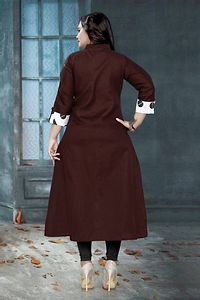 Maroon Cotton Solid Kurtas For Women-thumb3