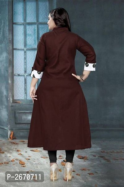 Maroon Cotton Solid Kurtas For Women-thumb4