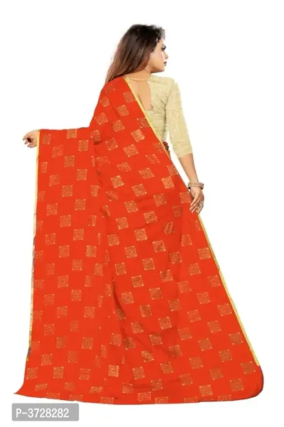 Chiffon Zari Lace Work Saree With Jacquard Blouse Piece-thumb4