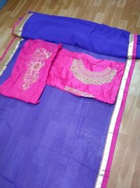 Georgette Saree With Embroidered Work Blouse-thumb1