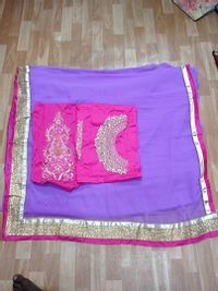 Multicoloured Georgette Saree With Blouse Piece-thumb2