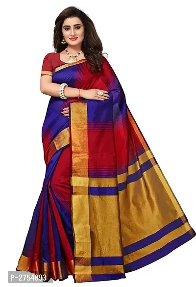 Combo of 3 Art Silk Multicolored Striped Sarees with Blouse piece-thumb2