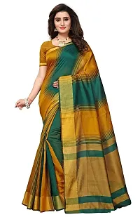 Combo of 3 Art Silk Multicolored Striped Sarees with Blouse piece-thumb3