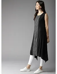 Black Crepe Striped Kurtas For Women-thumb1