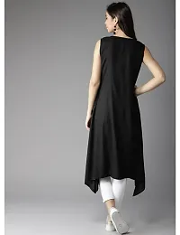 Black Crepe Striped Kurtas For Women-thumb2