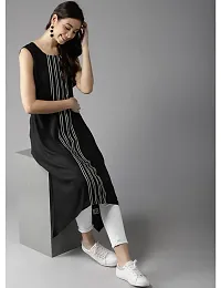 Black Crepe Striped Kurtas For Women-thumb3