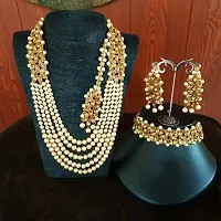 Trendy Kundan Beaded Layered Necklace Jewellery Set For Women's-thumb1