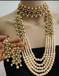 Trendy Kundan Beaded Layered Necklace Jewellery Set For Women's-thumb2