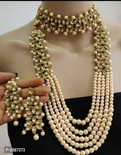 Trendy Kundan Beaded Layered Necklace Jewellery Set For Women's-thumb3