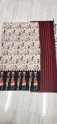 Trendy Maroon Cotton Saree With Blouse Piece-thumb2