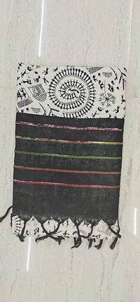 Stylish Black Printed Cotton Saree With Blouse Piece-thumb3