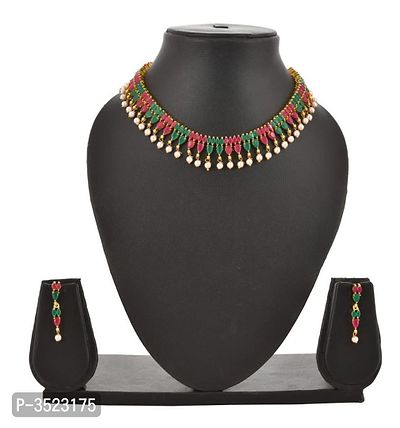 Multicolor Alloy Stone Necklace Set-thumb2