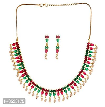 Multicolor Alloy Stone Necklace Set-thumb3