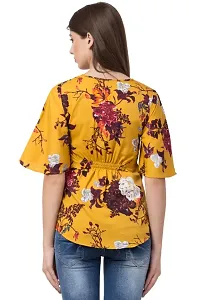 Elite Yellow Printed Crepe Regular Length Tops For Women-thumb1