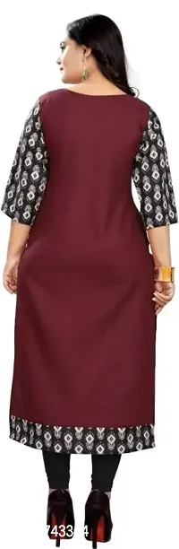 Maroon Cotton Printed Kurtas For Women-thumb4