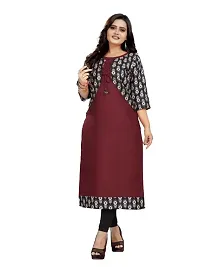 Maroon Cotton Printed Kurtas For Women-thumb1