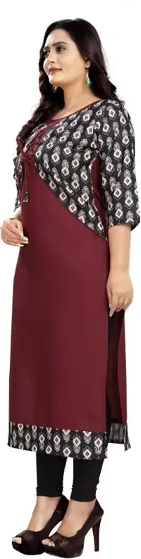 Maroon Cotton Printed Kurtas For Women-thumb2