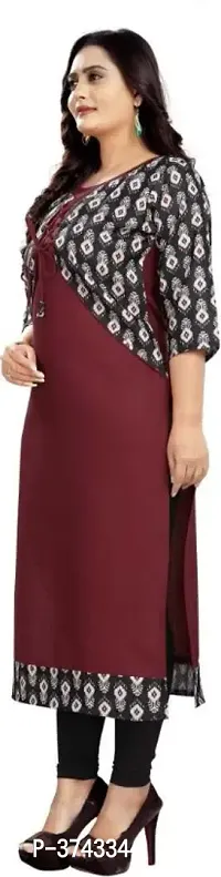 Maroon Cotton Printed Kurtas For Women-thumb3