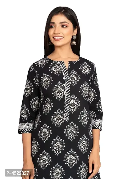 Stylish Black Cotton Printed Kurta And Palazzo With Dupatta Set For Women-thumb2