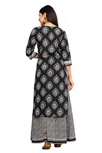 Stylish Black Cotton Printed Kurta And Palazzo With Dupatta Set For Women-thumb2