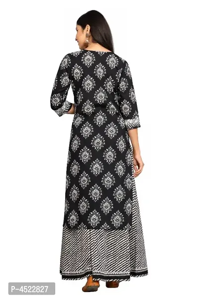 Stylish Black Cotton Printed Kurta And Palazzo With Dupatta Set For Women-thumb3