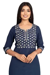 Stylish Navy Blue Cotton Gotta Patti Work Kurta And Pant With Dupatta Set For Women-thumb1