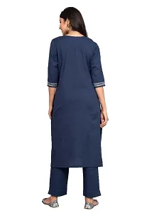 Stylish Navy Blue Cotton Gotta Patti Work Kurta And Pant With Dupatta Set For Women-thumb2