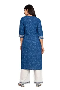 Stylish Blue Cotton Printed Kurta And Pant With Dupatta Set For Women-thumb2