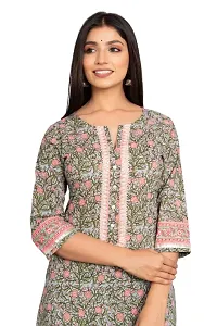 Stylish Multicoloured Cotton Printed Kurta And Pant With Dupatta Set For Women-thumb1