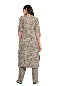 Stylish Multicoloured Cotton Printed Kurta And Pant With Dupatta Set For Women-thumb2