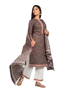 Stylish Multicoloured Cotton Printed Kurta And Palazzo With Dupatta Set For Women-thumb3