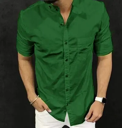 Men Cotton Long Sleeve Solid Casual Shirt